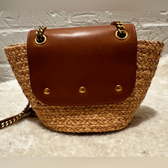 Saint Laurent Panier Mini YSL Flap Crossbody Basket Bag in Raffia - Picture 6 of 12